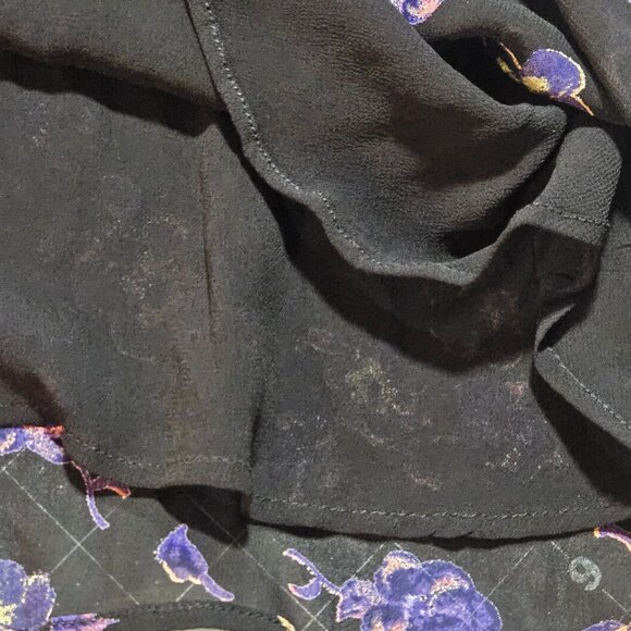 Designer GANNI Floral Georgette Mini Dress W/ Long Sleeves Round Neck For Women - Picture 12 of 16